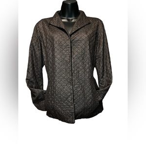 SOLD Eileen Fisher Women’s Small Regular Coat Light-weight 100% Silk Brown Metal